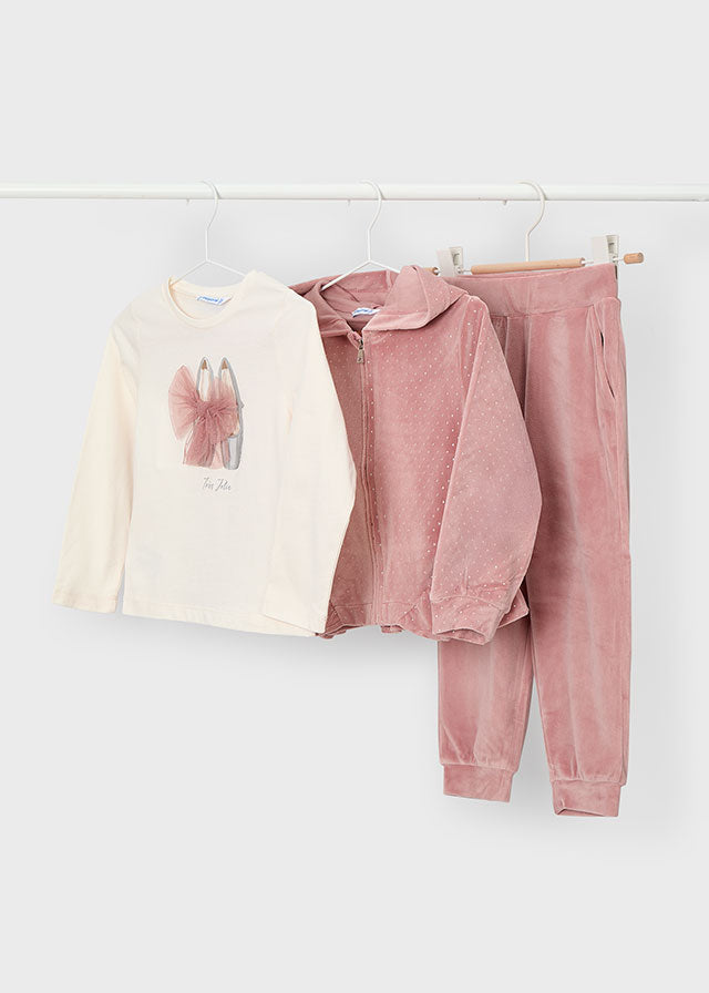 Mayoral 3 piece pink velour tracksuit