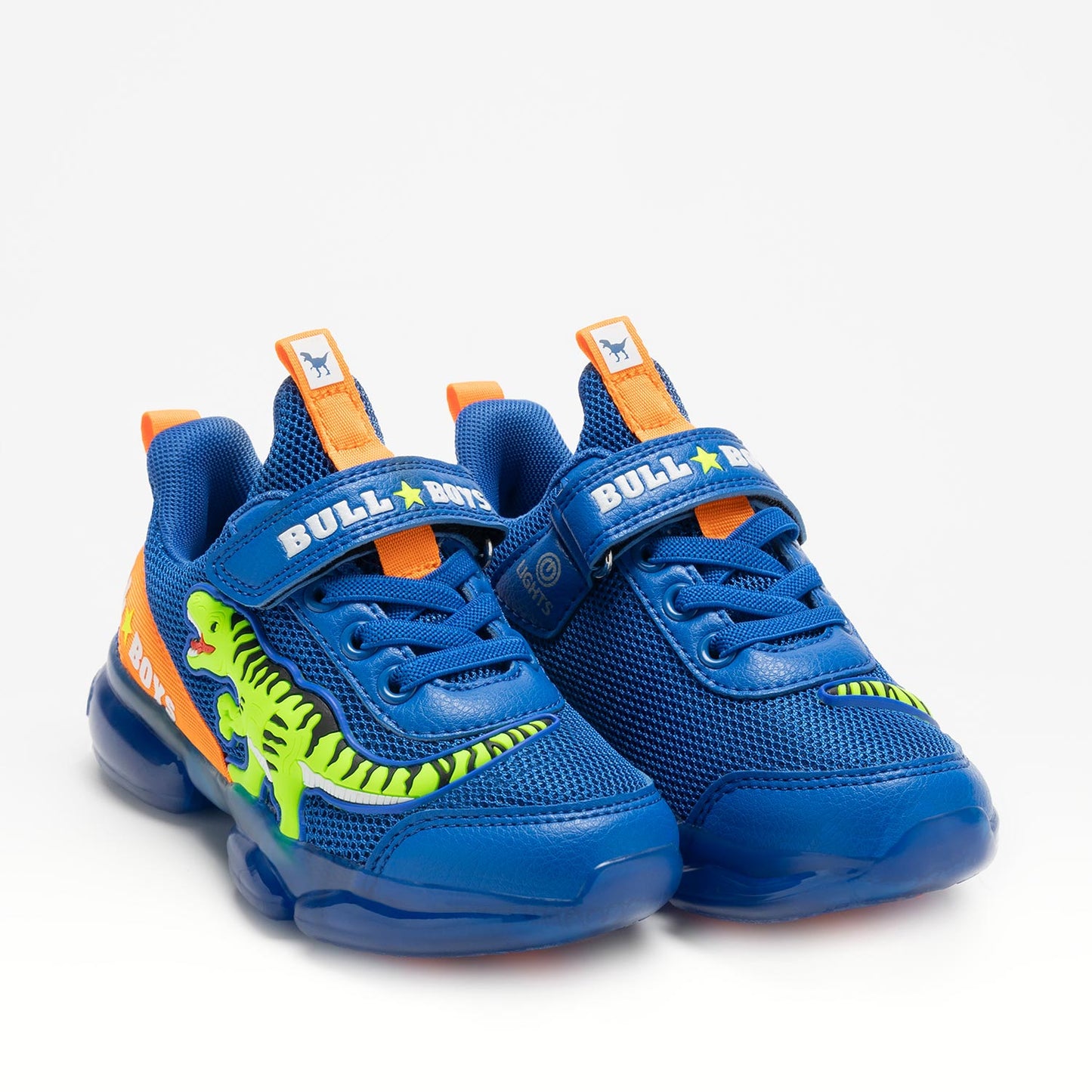Bull boys blue dinosaur trainers