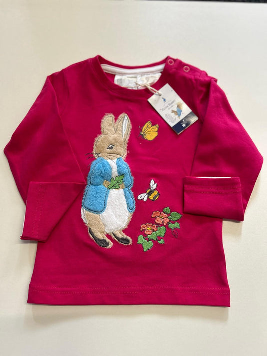 Long sleeve pink Peter Rabbit t-shirt.