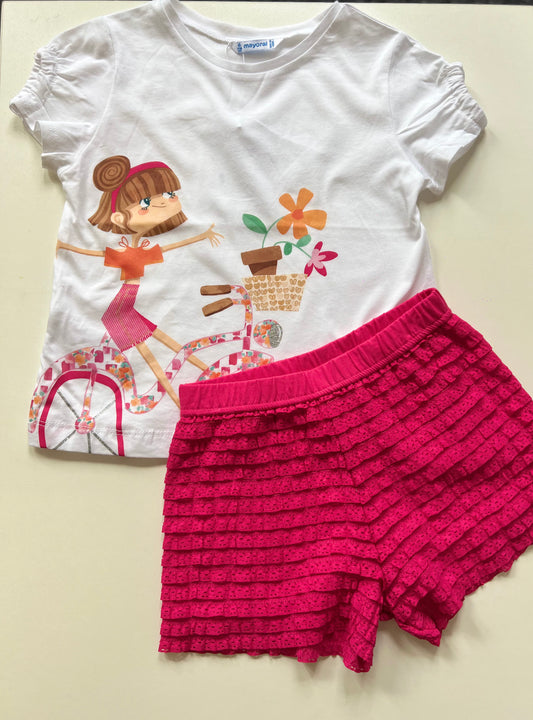 Mayoral girls 2 piece tee shirt & shorts set