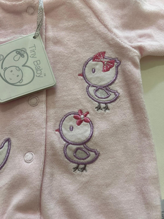 Premature velour pink sleepsuit