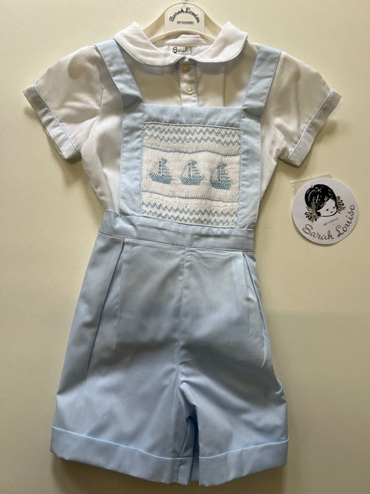 Sarah Louise two piece set, short dungarees and shirt