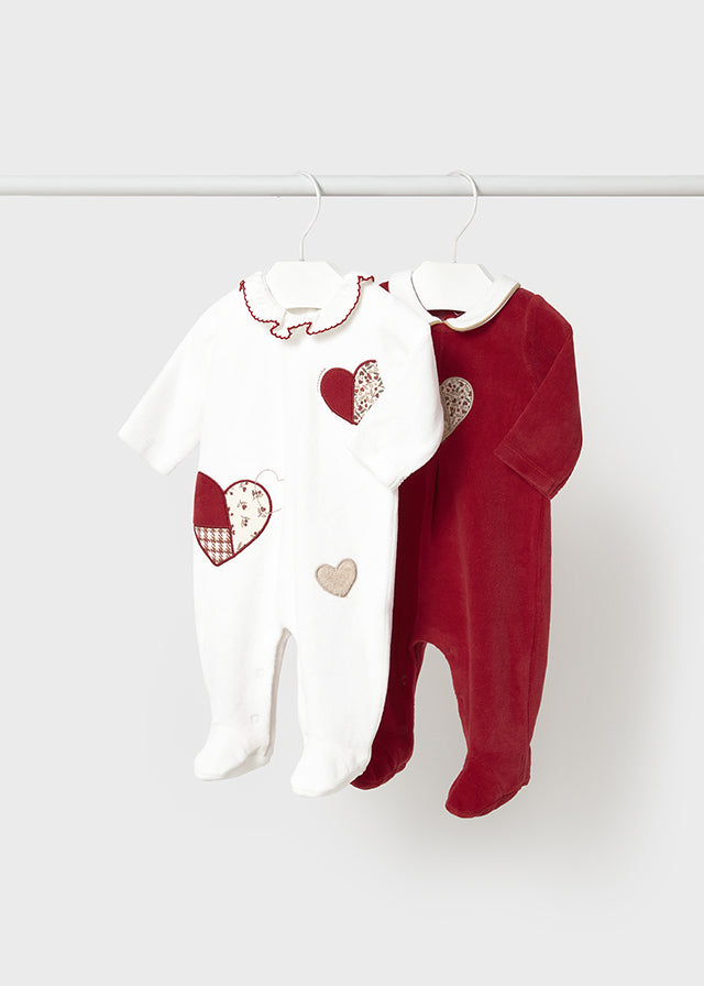 Baby velour 2 piece sleepsuits