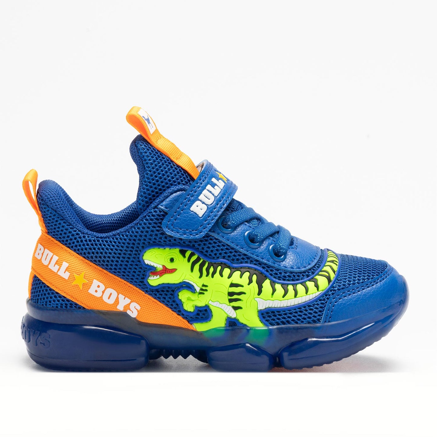 Bull boys blue dinosaur trainers