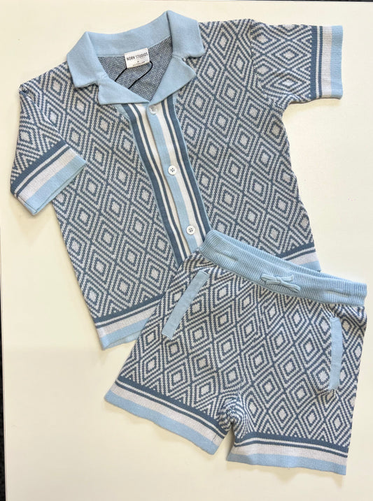 Boys blue knitted 2 piece set
