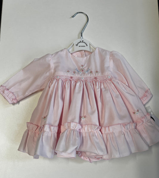 Sarah Louise pink baby dress and pant set