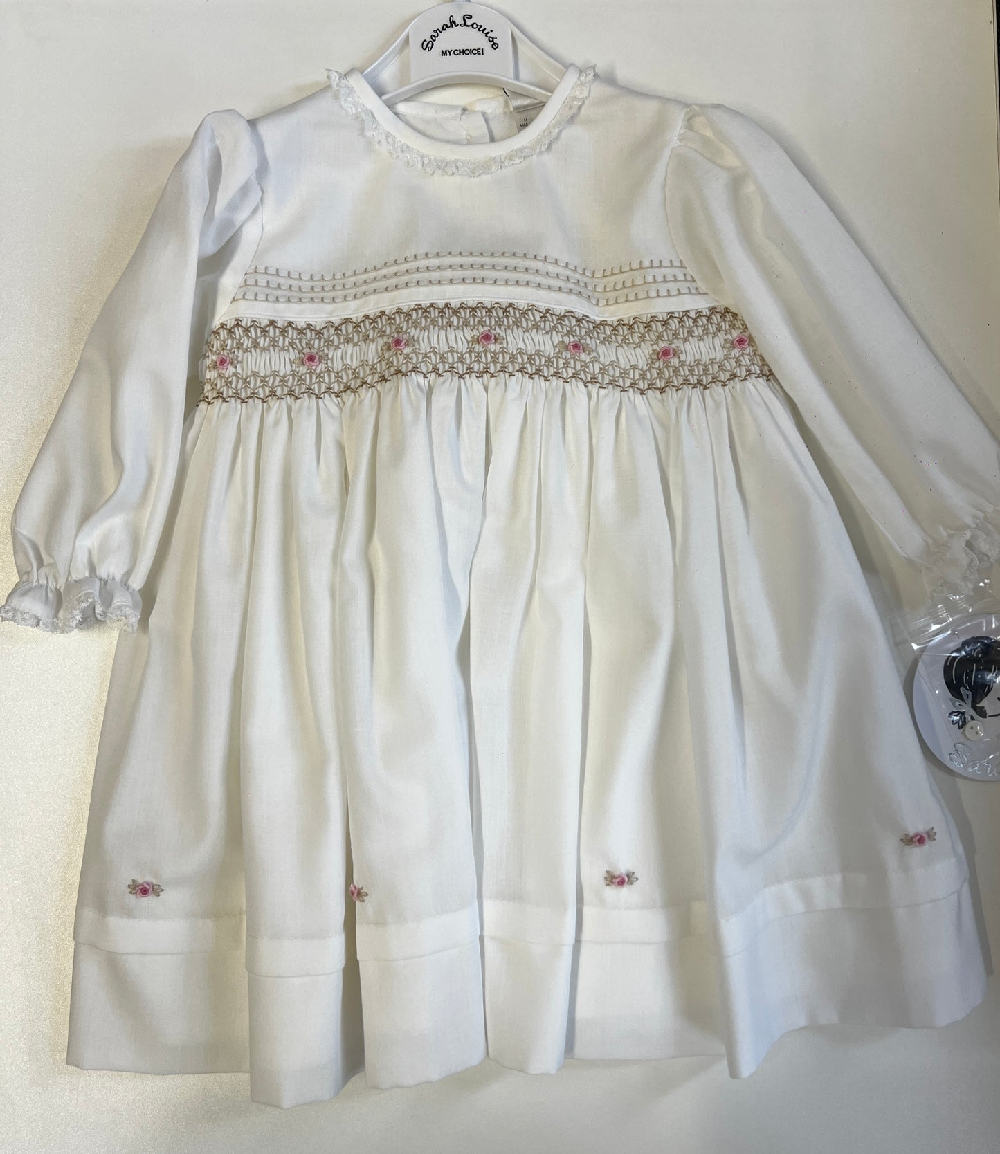 Sarah Louise Ivory and gold long sleeve dress