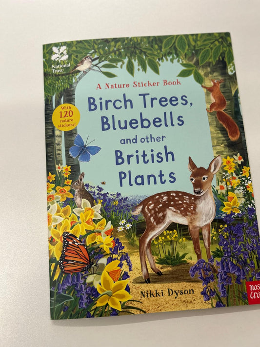 Birch trees, Bluebells and other British plants